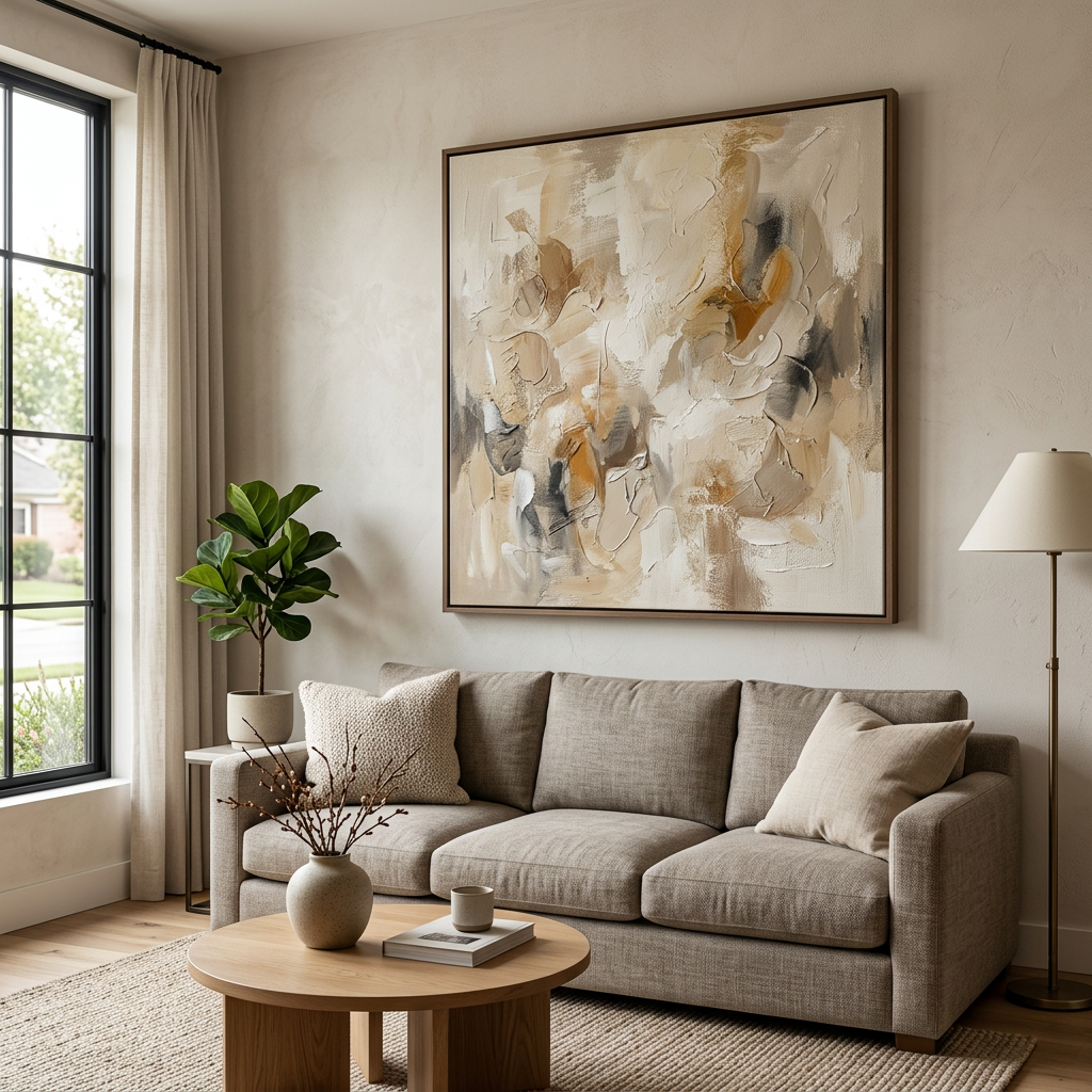 luxury living room – textured canvas artwork