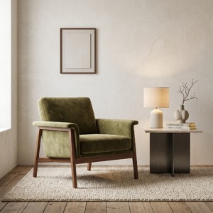statement chair and side table setup